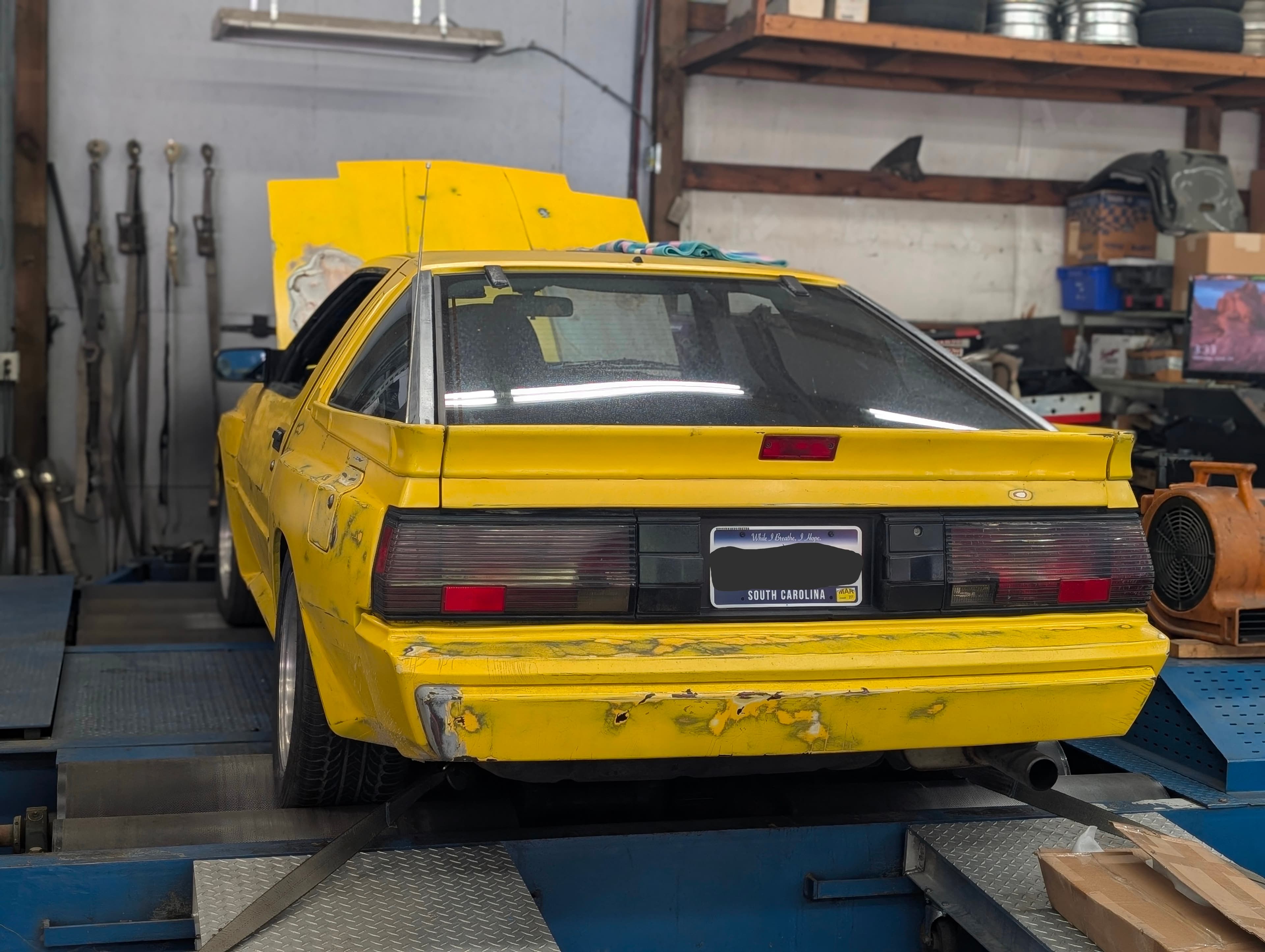 Drift car on the shop dyno