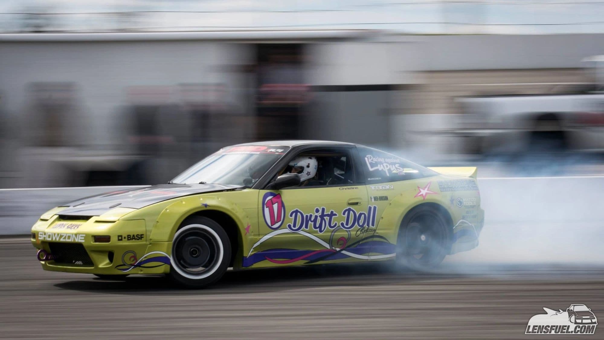 Drift car sliding through a corner